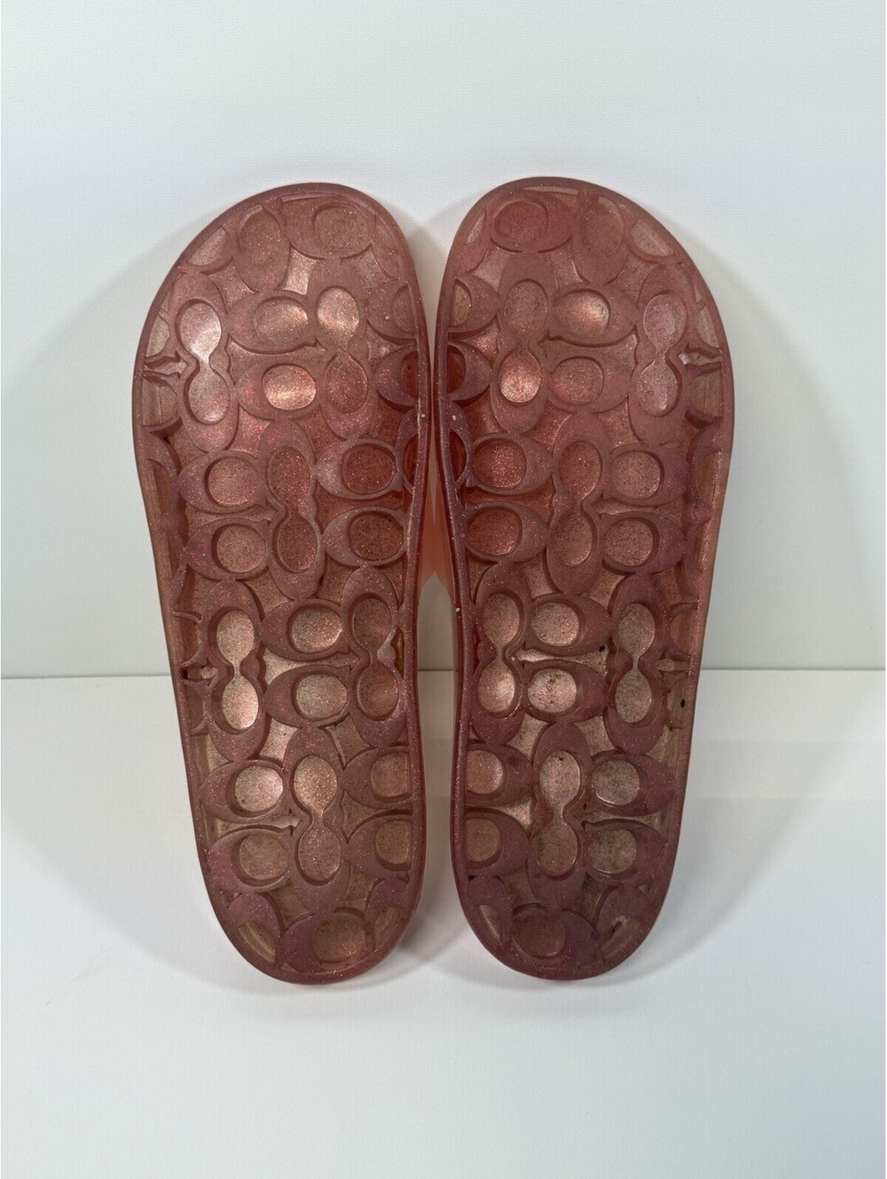 Coach Ulyssa Jelly Slides Pink Red Glitter Signature C Women’s Sandals - Picture 6 of 9